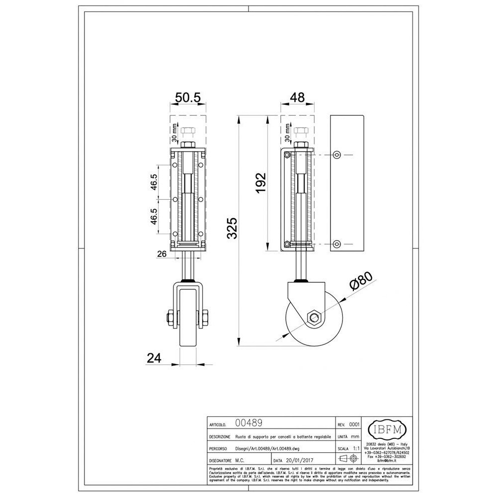 ROUE SUPPORT PORTAIL REGLABLE