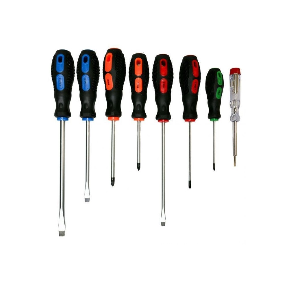 JEU DE 8 TOURNEVIS AVEC TESTEUR