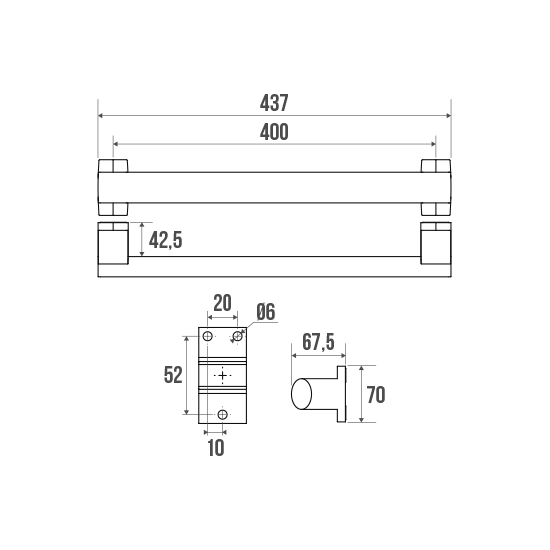 BARRE DROITE ARSIS 400MM