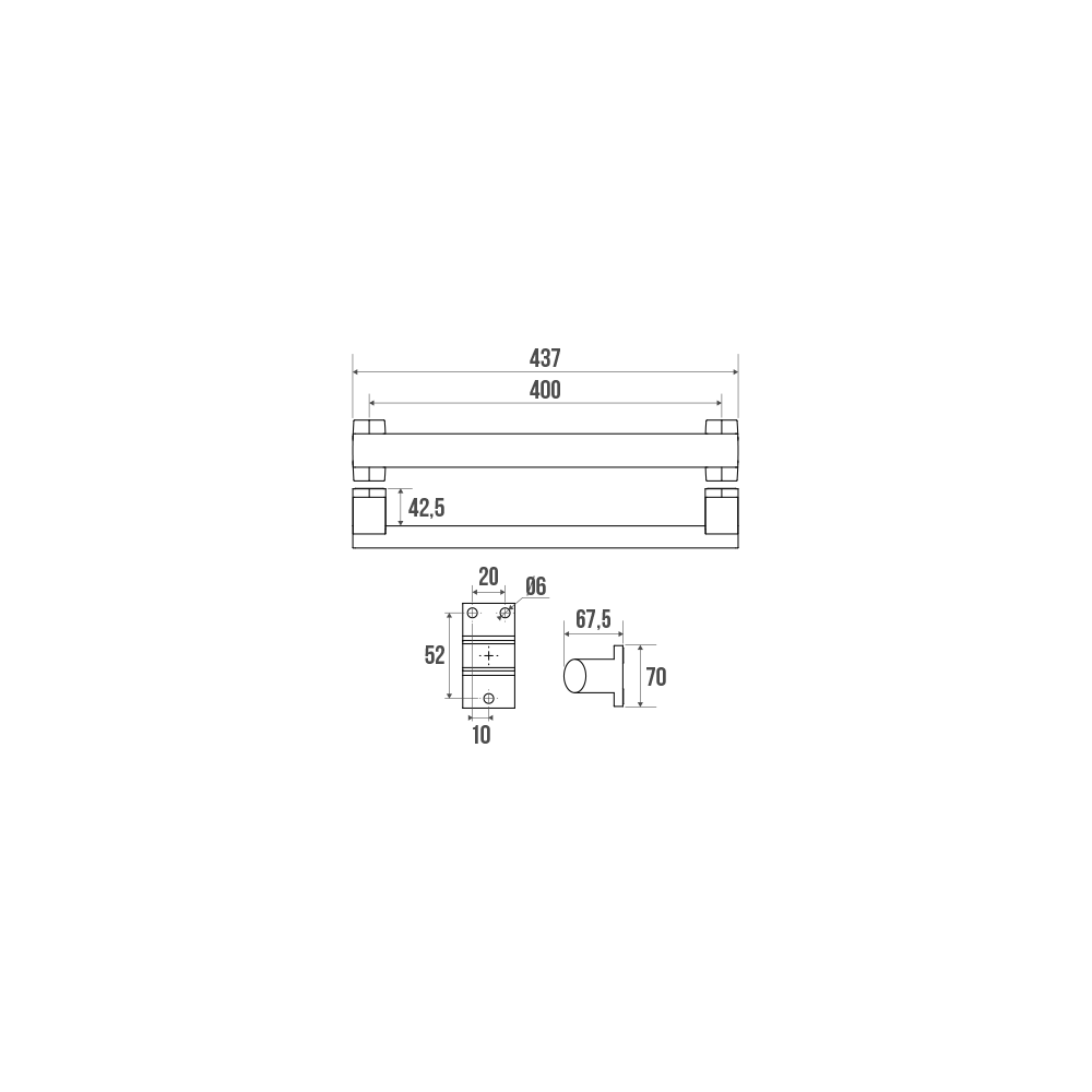 BARRE DROITE ARSIS 400MM