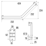 BARRE COUDEE 135° 200X200MM