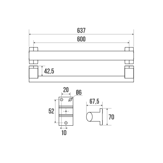 BARRE DROITE ARSIS 600MM