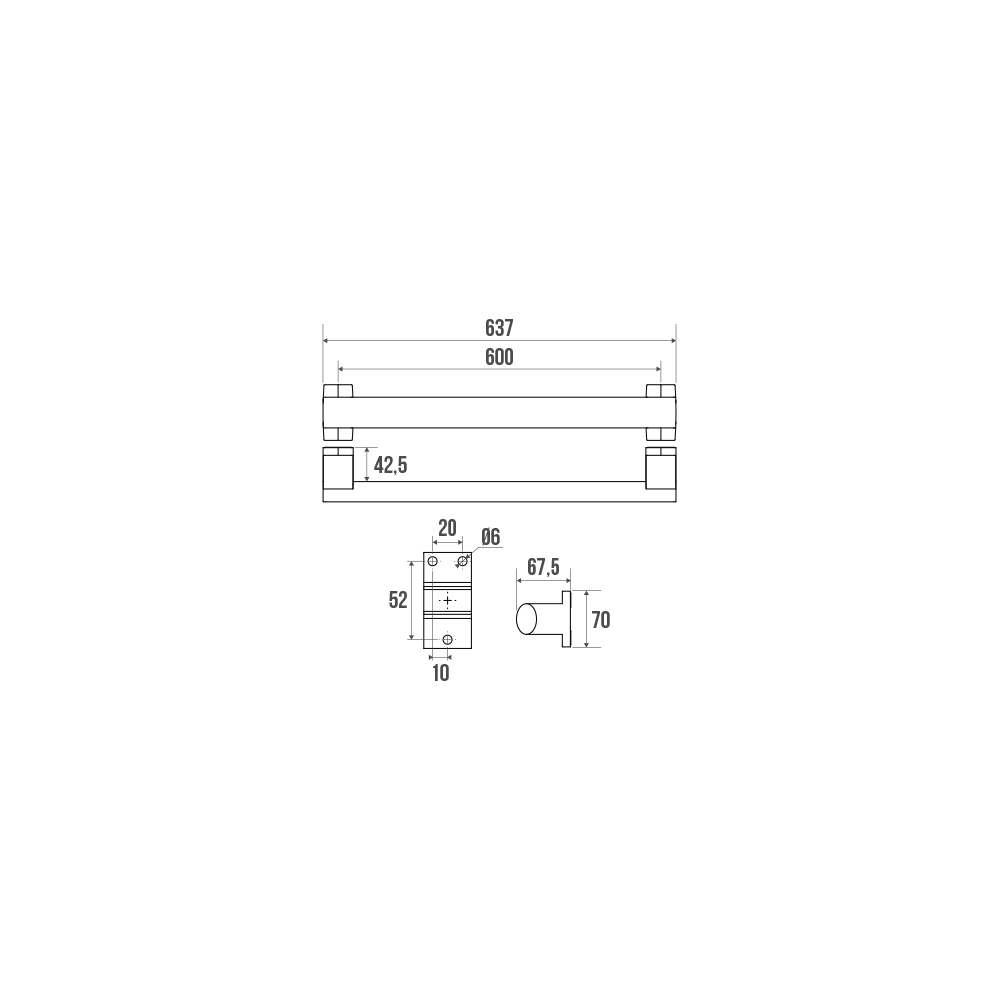 BARRE DROITE ARSIS 600MM