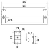 BARRE DROITE ARSIS 600MM