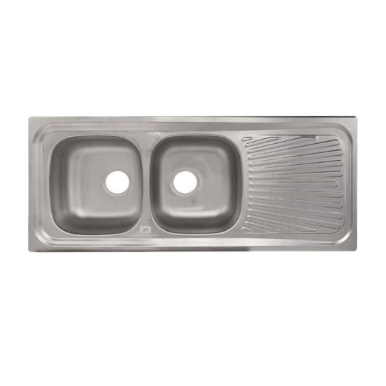 Evier inox 2 bacs carrés